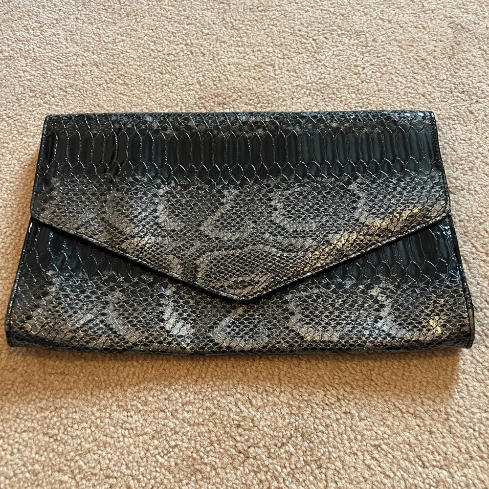 Faux Snakeskin Clutch